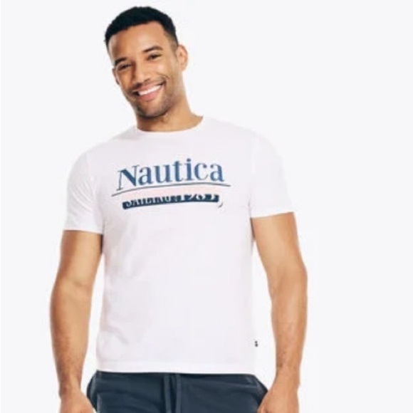 New NAUTICA Men's Classic-Fit Crew Neck Sailing Logo Graphic T-shirt white XXL - Picture 2 of 5